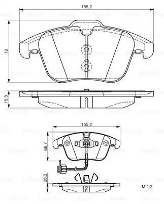 Комплект тормозных колодок, дисковый тормоз AUDI A5, BOSCH (0986495129)