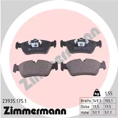Комплект гальмівних колодок, дискове гальмо BMW 1, ZIMMERMANN (239351751)