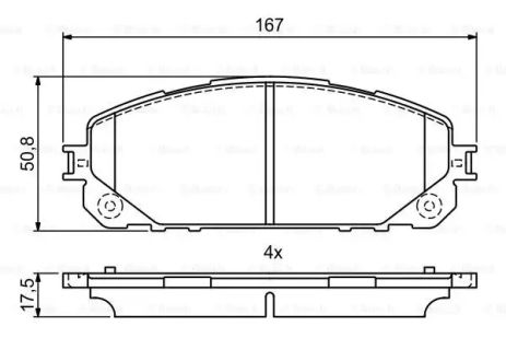 Комплект гальмівних колодок, дискове гальмо JEEP CHEROKEE, BOSCH (0986495404)