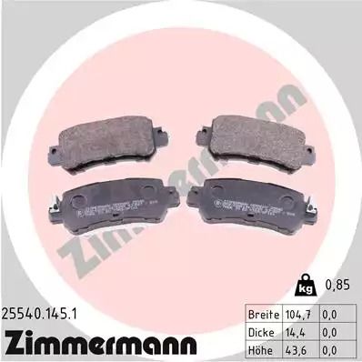 Комплект тормозных колодок, дисковый тормоз MAZDA CX-3, ZIMMERMANN (255401451)