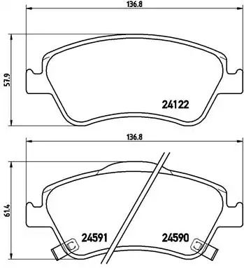 Комплект гальмівних колодок, дискове гальмо TOYOTA COROLLA, BREMBO (P83079)