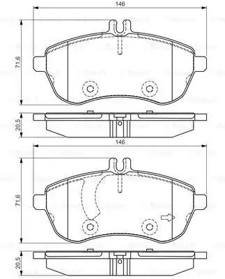 Комплект гальмівних колодок, дискове гальмо MERCEDES-BENZ C-CLASS, BOSCH (0986495104)