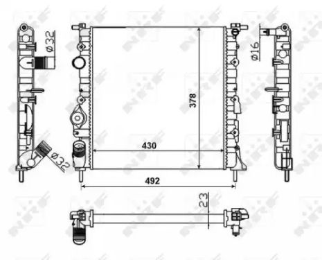 Радіатор охолодження двигуна NISSAN KUBISTAR, DACIA LOGAN, NRF (58023)