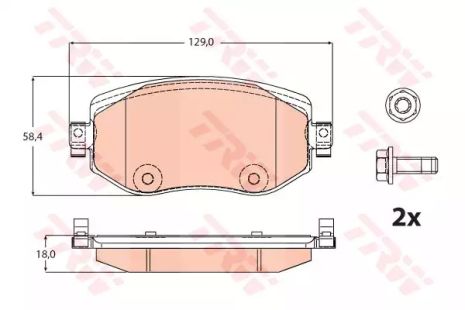 Комплект гальмівних колодок, дискове гальмо RENAULT MEGANE, TRW (GDB2175)