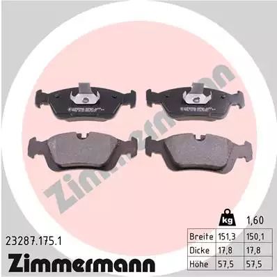 Комплект тормозных колодок, дисковый тормоз BMW Z4, ZIMMERMANN (232871751)