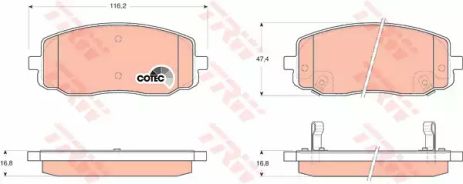 Комплект гальмівних колодок, дискове гальмо DODGE i, HYUNDAI i10, TRW (GDB3369)