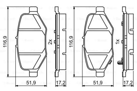 Комплект тормозных колодок, дисковый тормоз FORD USA, BOSCH (0986495397)