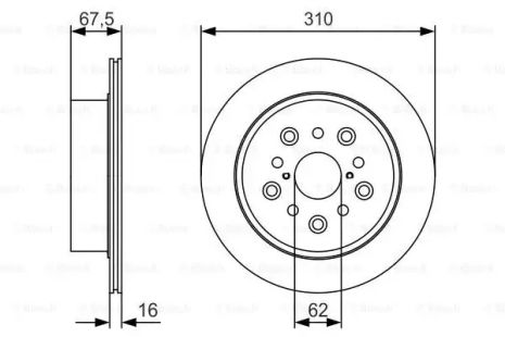 Диск тормозной TOYOTA CELSIOR, LEXUS LS, BOSCH (0986479R25)