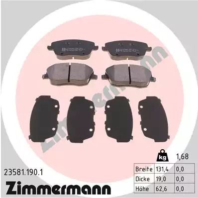 Комплект гальмівних колодок, дискове гальмо SEAT IBIZA, VW POLO, ZIMMERMANN (235811901)