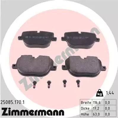 Комплект тормозных колодок, дисковый тормоз LAND ROVER, ZIMMERMANN (250851701)