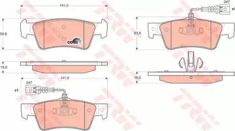 Комплект гальмівних колодок, дискове гальмо VW TOUAREG, TRW (GDB1672)