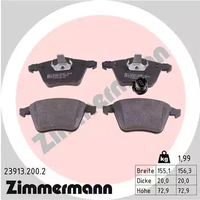 Комплект тормозных колодок, дисковый тормоз VW GOLF, SEAT LEON, ZIMMERMANN (239132002)