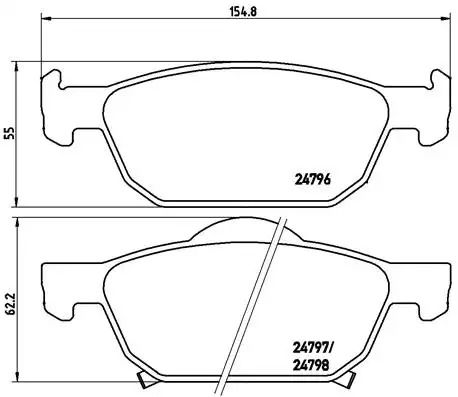 Комплект тормозных колодок, дисковый тормоз HONDA ACCORD, BREMBO (P28044)
