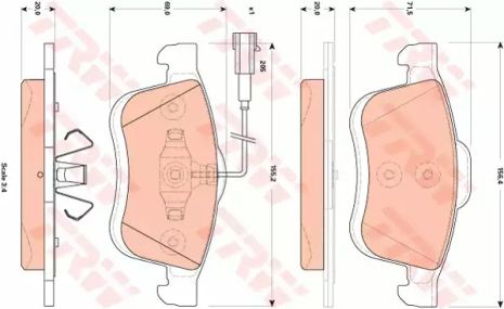 Комплект тормозных колодок, дисковый тормоз CHRYSLER DELTA, FIAT DOBLO, TRW (GDB1865)