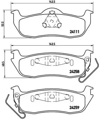 Комплект гальмівних колодок, дискове гальмо JEEP COMMANDER, BREMBO (P37011)