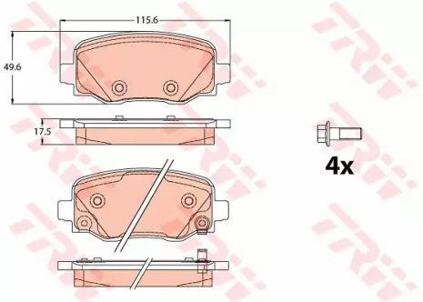 Комплект гальмівних колодок, дискове гальмо FIAT 500X, JEEP RENEGADE, TRW (GDB2116)