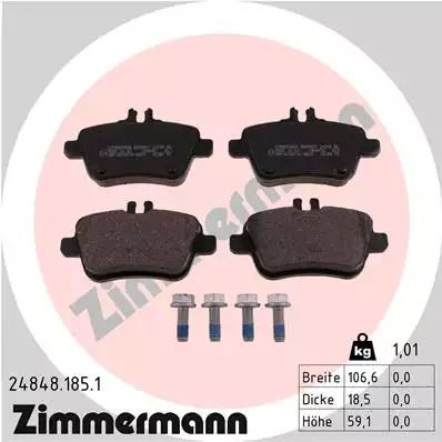Комплект тормозных колодок, дисковый тормоз MERCEDES-BENZ SLC, ZIMMERMANN (248481851)