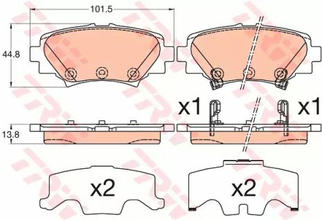 Комплект тормозных колодок, дисковый тормоз MAZDA 3, TRW (GDB3593)