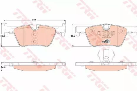 Комплект гальмівних колодок, дискове гальмо BMW 2, TRW (GDB1919)