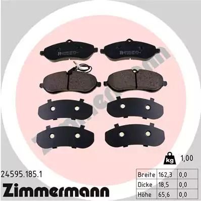 Комплект гальмівних колодок, дискове гальмо FIAT SCUDO, PEUGEOT EXPERT, ZIMMERMANN (245951851)