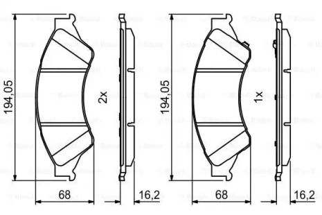 Комплект тормозных колодок, дисковый тормоз FORD RANGER, FORD AUSTRALIA, BOSCH (0986494791)