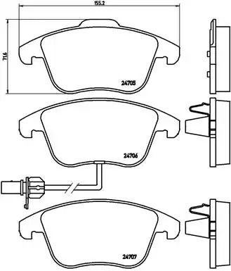 Комплект тормозных колодок, дисковый тормоз AUDI A5, BREMBO (P85113)