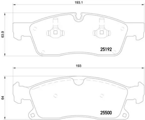 Комплект гальмівних колодок, дискове гальмо MERCEDES-BENZ GLS, BREMBO (P50108)