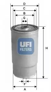 Фильтр топливный KIA SORENTO, HYUNDAI i30, UFI (2446800)