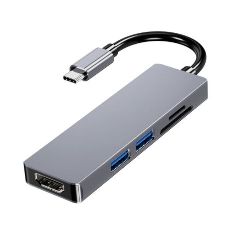 5 в 1 Type-C Док-станція Haowei HW-TC17: HDMI, USB 3.0, USB 2.0, SD/TF