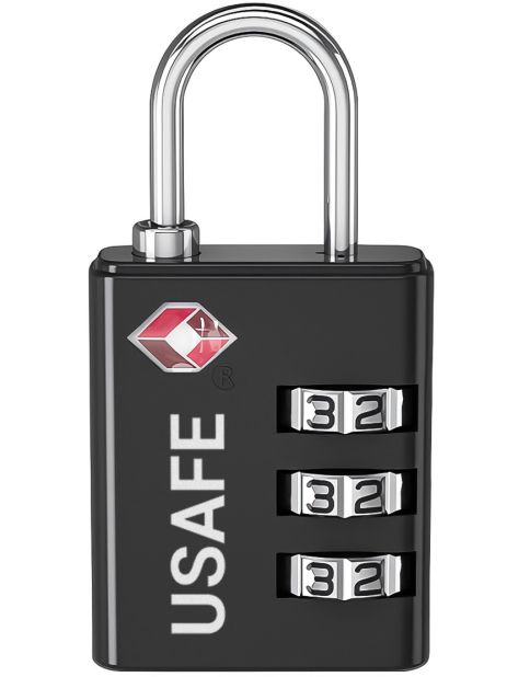 Замок підвісний з 3-значним механічним кодом для багажу USafe CP-03-TSA, металева колодка з комбінацією та TSA доступом
