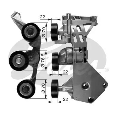 Натяжной ролик поликлинового ремня MERCEDES-BENZ VANEO, GATES (T38465)