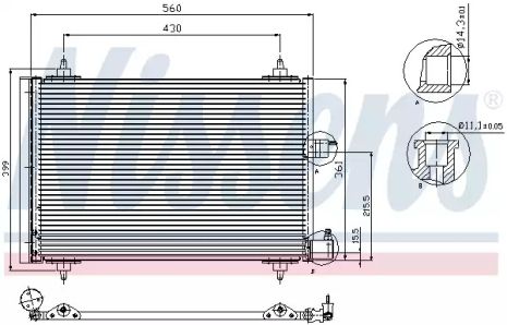 Радіатор, конденсор кондиціонера PEUGEOT PARTNER, CITROËN XSARA, NISSENS (94542)
