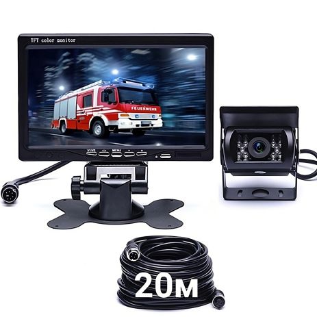 Камера заднего вида с монитором Podofo F0505, парковочный комплекс для грузовых авто, кабель 20м