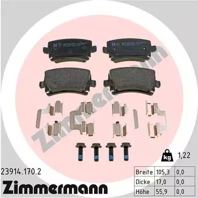 Комплект гальмівних колодок, дискове гальмо SEAT LEON, VW GOLF, ZIMMERMANN (239141702)