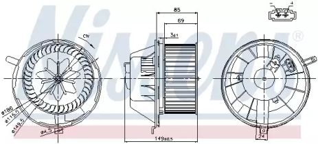 Вентилятор салону SKODA SUPERB, SEAT ALHAMBRA, NISSENS (87034)