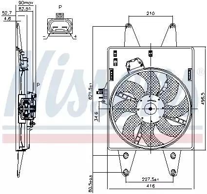 Вентилятор охлаждения двигателя FIAT DOBLO, NISSENS (85126)