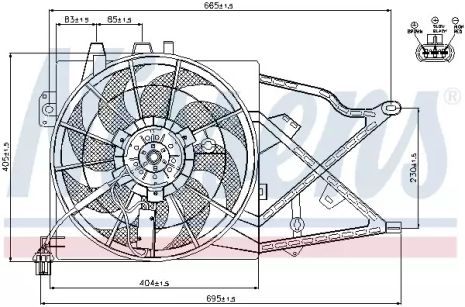 Вентилятор охлаждения двигателяOPEL VECTRA, OPEL VECTRA, NISSENS (85208)