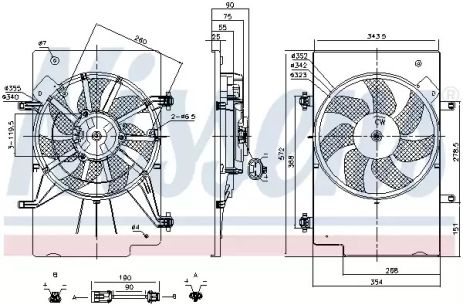 Вентилятор охолодження двигуна FORD FIESTA/B-MAX, NISSENS (85768)