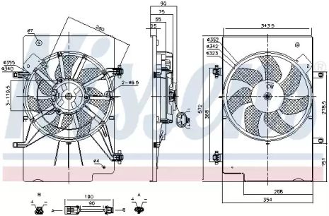 Вентилятор охлаждения двигателя FORD FIESTA/ B-MAX, NISSENS (85768)