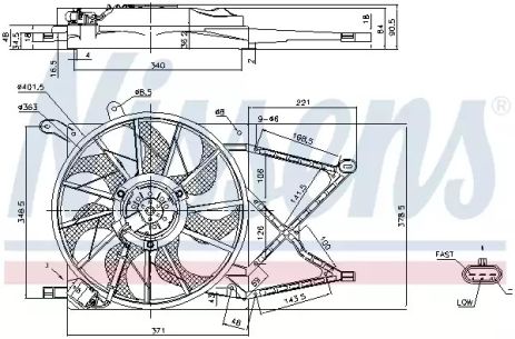 Вентилятор охолодження двигуна OPEL ASTRA G (98-), NISSENS (85154)