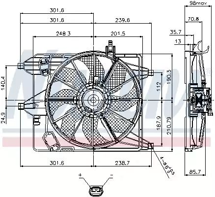Вентилятор охлаждения двигателя NISSAN KUBISTAR, RENAULT THALIA, NISSENS (85252)