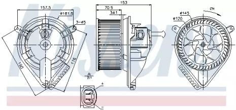 Вентилятор салона VW LT (2D) (96-) 2.5 TDi, MERCEDES-BENZ SPRINTER, NISSENS (87095)