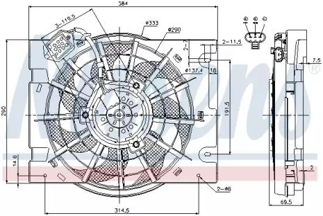 Вентилятор охлаждения двигателя OPEL ASTRA G (98-), NISSENS (85186)