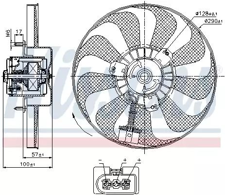 Вентилятор охлаждения двигателя SEAT IBIZA, VW GOLF, NISSENS (85684)
