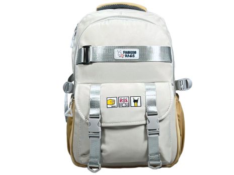 Шкільний рюкзак Jack Lu на три відділення 8906-2 білий із жовтим.
