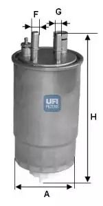 Фильтр топливный TATA INDICA, FORD KA, UFI (24ONE00)