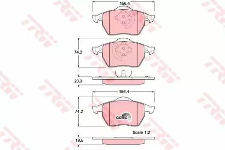 Комплект гальмівних колодок, дискове гальмо SEAT IBIZA, SKODA OCTAVIA, TRW (GDB1275)