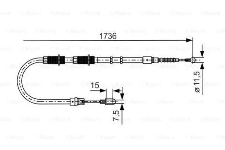 Трос ручного гальма AUDI A4, BOSCH (1987477257)