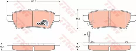 Комплект гальмівних колодок, дискове гальмо NISSAN NP300, TRW (GDB3405)