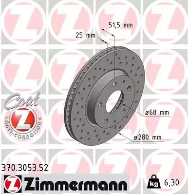 Диск гальмівний MAZDA CX-3, ZIMMERMANN (370305352)